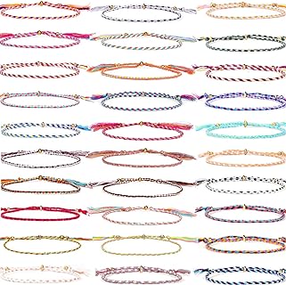 Buckle Clasp Braided and Beaded Friendship Bracelets with Cord and Bead Chains for Men and Women - 30Pcs Handmade Boho Surfer Woven Wrist Bracelets
