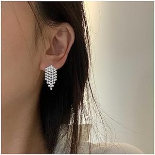 Boho Crystal Tassel Drop Earrings Rhinestone Chandeliers Earrings Cz Paved tassel Earrings tiny rhinestone dangle Earrings wedding Jewelry for Women and Girls