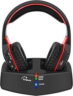 WallarGe Wireless Headphones for Seniors with RF Transmitter Dock, Comfortable Over-Ear Design, Rechargeable 20-Hour Battery, and 100ft Range. Ideal for TV Watching at Home