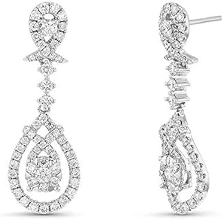 1.10 CT Round Cut Created Diamond Vintage Style Drop Dangle Earrings 14K White Gold Over
