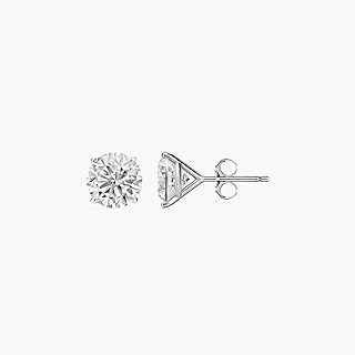 1/4 Total Carat Lab Grown Round Diamond Stud Earrings in 14K Gold, 4 Prong Martini Setting with Push Backs (White Gold)