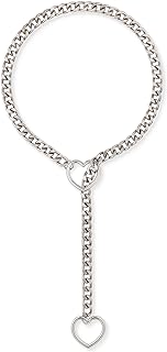 Heart O-ring Slip Chain Necklace For Women, Handmade Punk Gothic Cuban Necklace Jewelry Adjustable Lariat Y-Necklace