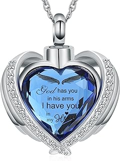 shajwo Cremation Heart Urn Necklace Ashes Jewelry for Women Men Keepsake Pendant Memorial Locket Ash Holder