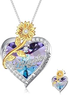 Cubic Zirconia Crystal Heart Necklace with Lobster Clasp, 925 Sterling Silver, for Mother/Sister/Daughter - Elegant Family Friendship Jewelry Gift for Birthdays & Mother's Day