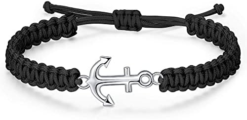 JENDEAR SHINE Men's Braided Copper Bracelet: Handcrafted Anchor Design with Adjustable Buckle Clasp and Nautical Rope Chain