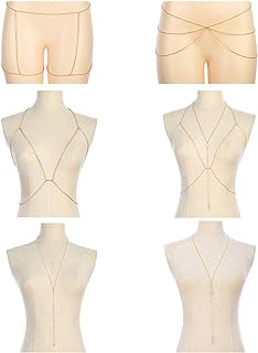 Tornito 6-8Pcs Sexy Belly Waist Chain Bikini Body Chain Summer Beach Body Jewelry Set for Women Gold Tone