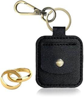Versatile Faux Leather Wedding Ring Holder Keychain, Travel-Friendly Jewelry Pouch for Men and Women, Perfect for Gym, Camping & Travel, Great for Securing Guitar Picks
