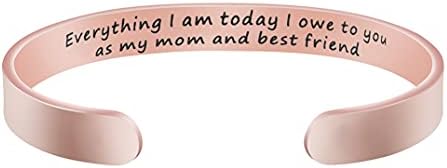 JoycuFF Bracelets for Women Christmas Birthday Thanksgiving Gifts to Mother Mummy Stainless Steel Cuff Bangle Meaningful Year Gifts to Mom