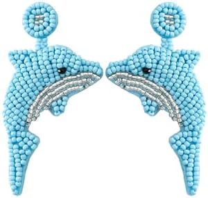 Handcrafted 925 Silver Plated Beaded Drop Earrings with Push Back Design for Women, Boho Style