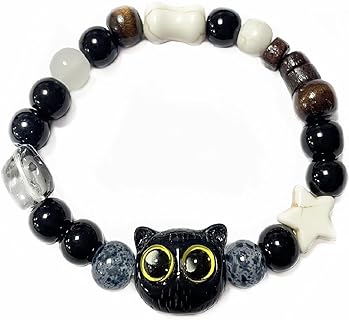 Alloy Bead Chain Lucky Cat Bracelet with Other-Clasp-Type for Cat Lovers, Unisex Design