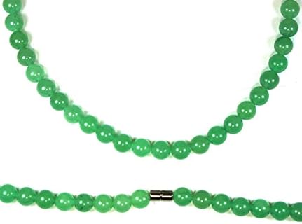 Magnetic Clasp Men's Beaded Necklace in Healing Crystal, Cord Chain Type, for Men Seeking Positivity, Handmade 19 Inch Green Jade Design, Made in USA