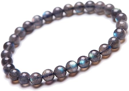 7mm Natural Labradorite Gemstone Crystal Quartz Round Bead Bracelet