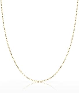 18K Gold Plated Sterling Silver Italian Cable Chain Necklace for Women, 1.2mm Very Thin and Dainty Necklace, Sizes 14" - 36"