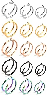 Vitaltyextracts Spiral Nose Ring Hoop For Women - 14K Gold Plated 20 Gauge Double Nose Piercings 6mm 8mm 10mm Nose Piercing kit