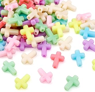 Beadthoven 100pcs Premium Acrylic Cross Beads, Candy-Colored, Oblong Shape Design for DIY Jewelry Making, Bracelet Necklace Crafting, Large Size 17x12.5x5mm with Mixed Colors, Ideal Gift for Craft Lovers