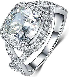 Jude Jewelers Platinum Plated 3.0 Carat Princess Cut Cubic Zircon Simulated Diamond Wedding Engagement Proposal Ring