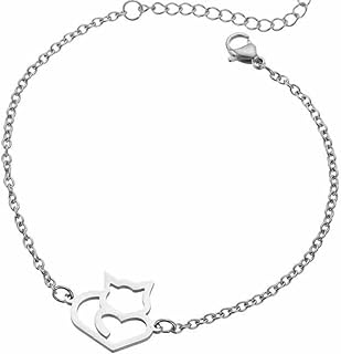 Jude Jewelers Stainless Steel Cute Cat Charm Holiday Birthday Daughter Mother Link Bracelet