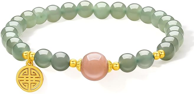 Green Jade Gemstone Bracelet Sunstone Beaded Stretch Bracelets Healing Stones Beads Bracelet Women Jewelry Gift