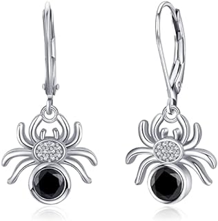 Bat/Spider/Cat Earrings for Women Girls Sterling Silver Cute Animal Bat Leverback Drop & Dangle Earrings Bat Jewelry Halloween Christmas Gifts Hypoallergenic Earrings for Sensitive Ears