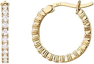 PAVOI 14K Gold Plated 925 Sterling Silver Post Cubic Zirconia Hoop Earrings