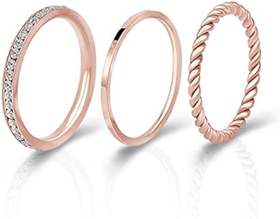 Gold Plated Rings Stackable Rings for Women Layering Band Twisted Rope Rings Comfort Fit Size 5 to 10