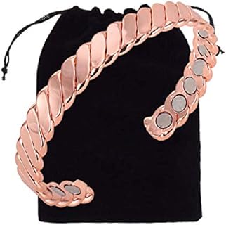 VEDA Unisex Ultra-Strength Magnetic Bracelet in Twisted Copper Design with 12 Powerful Magnets for Men and Women