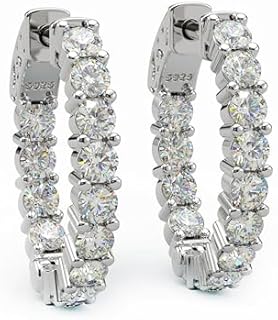 21mm Oval Hoop Earrings with Latch Back and Cubic Zirconia for Women in 14K Yellow Gold Plated or 925 Sterling Silver by Adora Fine Jewelry