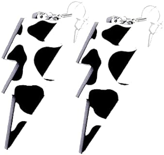Men's Retro Acrylic Cow Print Lightning Bolt Dangle Earrings with French Wire Back Finding