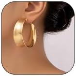 Women's Brushed Gold Hoop Earrings - Trendy Thick Huggie Hoops in High-Quality Zinc - Lightweight and Comfortable for All-Day Wear - Perfect Fashion Accessory