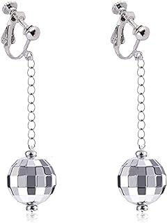 Silver Disco Ball Clip on Earrings 70's Halloween Earrings Women's Costume Accessories