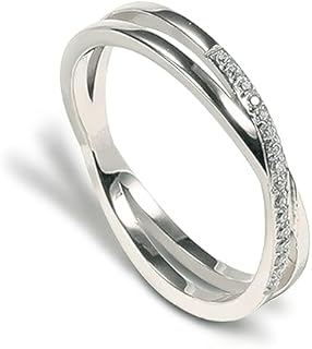 18K Gold Plated Cubic Zirconia Criss Cross Engagement Ring, Stainless Steel X-Design Wedding Band, Size 5-9 for Women