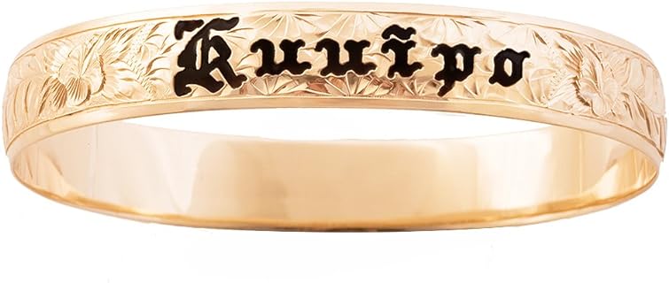 Hawaiian Heirloom 14K Yellow Gold Custom Ku'uipo 10mm Enamel Bracelet
