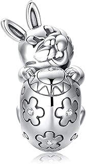 Easter Bunny & Egg Sterling Silver Charm Bracelet Compatible with Pandora