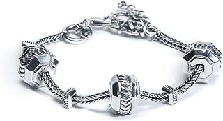 MEZMIC 1829 Art Nouveau Collection 925 Sterling Silver Jewelry Wave Charm Chain Bracelet for Women Girl Men Length S 6.7 inches M 7.5 inches