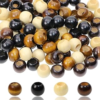 Tupalizy 100-Piece Wooden Loose Spacer Beads for Jewelry Making and Crafts in Multicolored Wood with Barrel Shape Design
