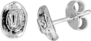 Tiny Sterling Silver Cowboy Hat Stud Earrings 5/16 inch