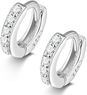 Tiny Huggie Hoop Earrings 925 Sterling Silver CZ Cubic Zirconia 5mm Small Cartilage Hugging Earring mini Hoop Rook Daith Forward Helix Snug Tragus Piercing for Women