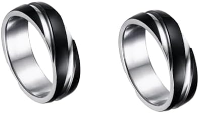 Stylish Titanium Steel Muslim Wedding Rings for Men with Twill Design, Set of 2