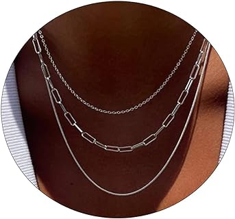 Dainty 14K Gold Plated Paper Beads Necklace with Silver Layered Snake & Twisted Rope Design for Women - Alluring USA-Made Silver Jewelry Gift