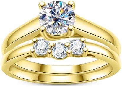 Pristine 2.3cttw Moissanite Wedding Ring Set in 14K Gold Plated Sterling Silver for Women - Round Cut Design
