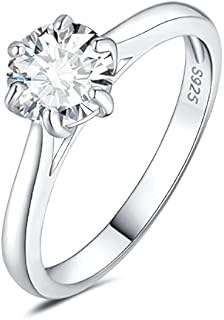 JewelryPalace Classic 1-3ct Round Cut Cubic Zirconia Solitaire Engagement Rings for Women, 14K White Yellow Rose Gold Plated 925 Sterling Silver Promise Ring, Simulated Diamond Anniversary Rings