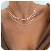 Herringbone Necklace for Women,Dainty Gold Necklace,14k Gold Plated Snake,Gold Chain Choker Necklaces,Simple Gold Layered Necklaces,Gold Jewelry Gift for Women