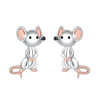Opossum Earrings Stud for Girls 925 Sterling silver Cute Animals Earring Funny Quirky for Kid Women Gift Hypoallergenic Opossum Jewelry