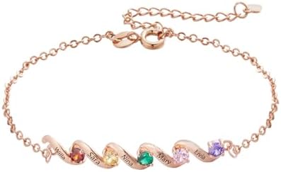 callie Sterling Silver and Brass Cuff Bracelet with Cubic Zirconia Birthstones, Personalized for Women, Perfect Gift for Mom, Grandma, Sister, Family and Friends, Customizable Design