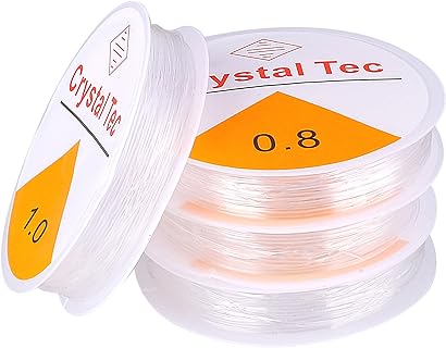 4 Rolls Elastic String for Bracelets, 0.8mm/1mm Stretch Magic Elastic String Bead Cord Strong & Stretchy Clear Jewelry Thread for Bracelet Necklaces Seed Beads, Letter Beads, Clay Beading(White)