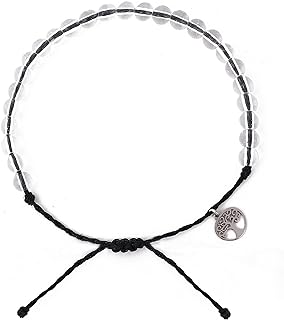 Handmade Recycled Beaded Bracelet with Lobster Claw Clasp and Silver Charm, Stainless Steel - Ideal Unisex Accessory with Cord and Bead Chain Design