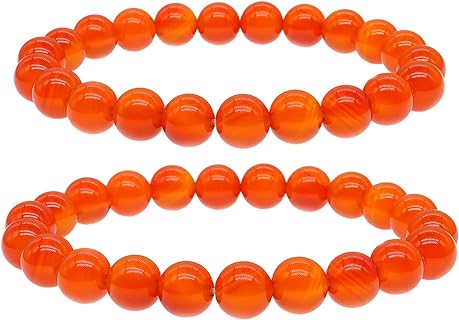 FUTIMELY 2Pcs Carnelian Bead Chain Bracelet Set for Women - Red Carnelian 8mm Bead Design - Natural Agate Energy Accessories