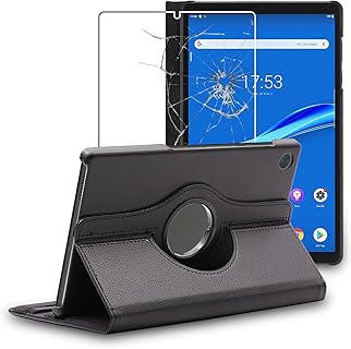 ebestStar Housse Rotative pour Lenovo Tab M10 FHD Plus 10.3, Cuir PU Noir, avec Verre Trempé et Support Modulable 360°, Idéal pour Protection et Utilisation Confortable