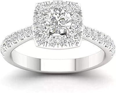 Gold Halo Engagement Ring with Moissanite Gem, Adjustable for Her, Luxurious Design - Perfect for Weddings and Anniversaries