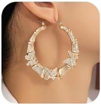 Denifery Gold Butterfly Hoop Earrings for Women Butterfly Large Hoop Earrings for Women Girls Jewelry Gifts